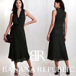 BANANA REPUBLIC Black Lurex Jacquard Midi Dress Sz 8